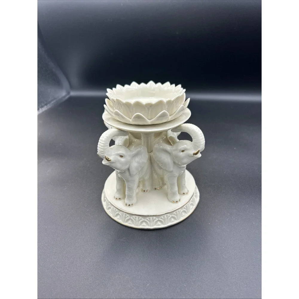 LENOX Elephant Promenade Votive Ivory Fine China Candle Holder 24K Gold Trim - Picture 2 of 7